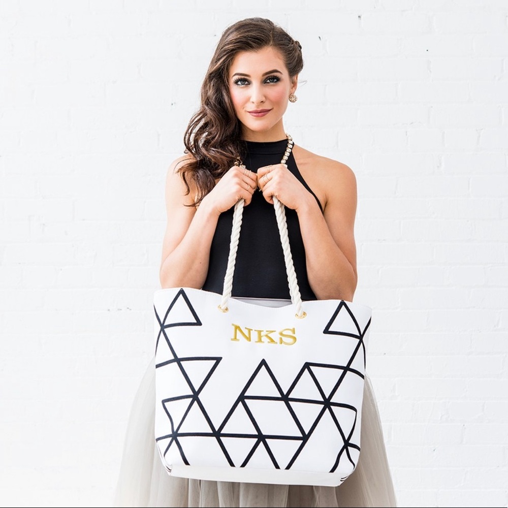 Cotton Fabric Canvas Beach Tote Bag “Allison”